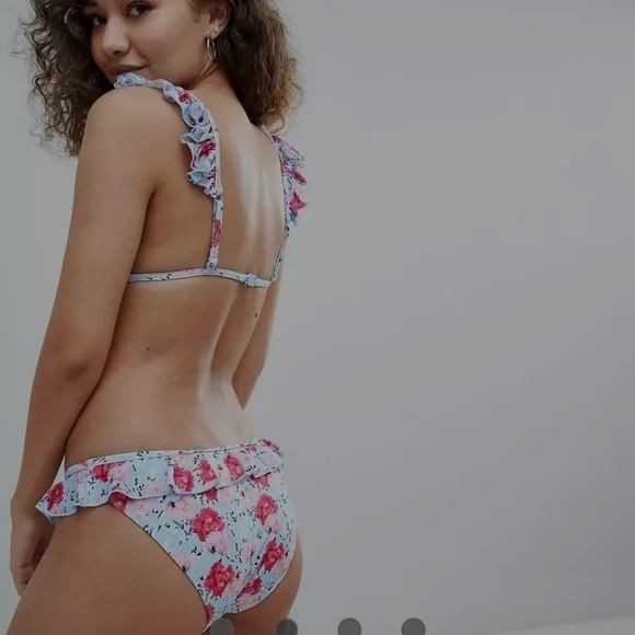 ASOS PLAYFUL PROMISES BEACH SIZE UK 10 6 USA BLUE FLORAL 2PC BIKINI SWIMSUIT - Picture 6 of 17